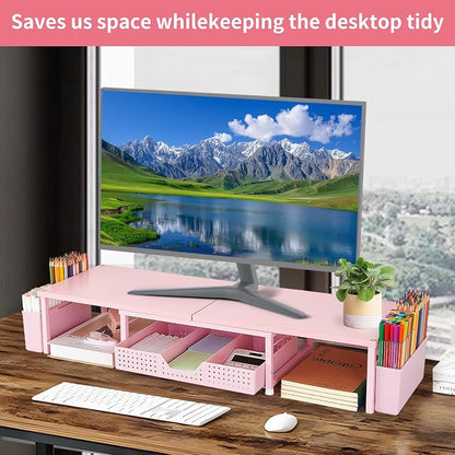 OPNICE Wood Desk Organizers and Accessories, Dual Monitor Stand Riser - Image 5