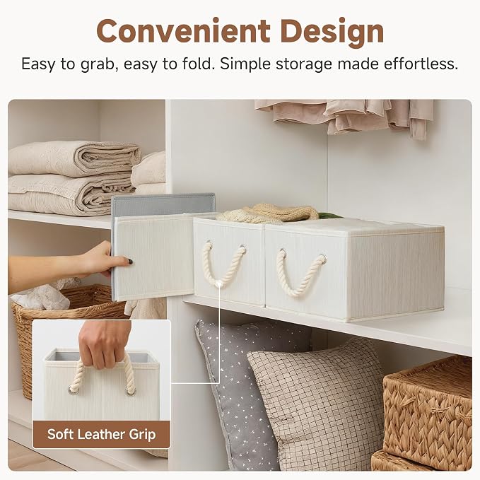 StorageWorks Storage Baskets for Shelves, Foldable Fabric Closet Storage Bins - Image 4