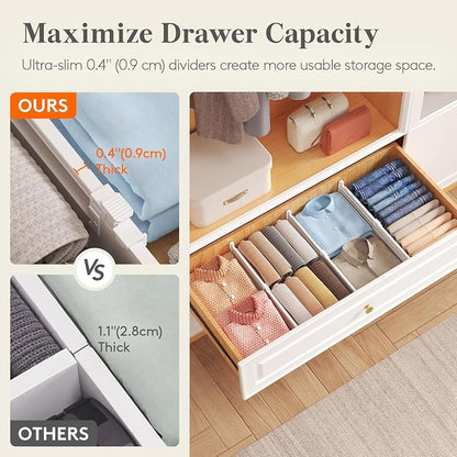 Lifewit 5" Tall 9 Pack Deep Drawer Dividers, 11.5-18.5" Expandable Drawer - Image 4