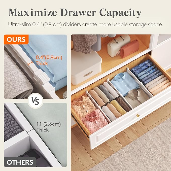 Lifewit 5" Tall 5 Pack Deep Drawer Dividers, 11.5-18.5" Expandable Drawer - Image 4