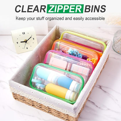 Hoolerry 4 Pcs Hard Clear Zipper Case Makeup Bags Plastic Pencil Pouch - Image 6