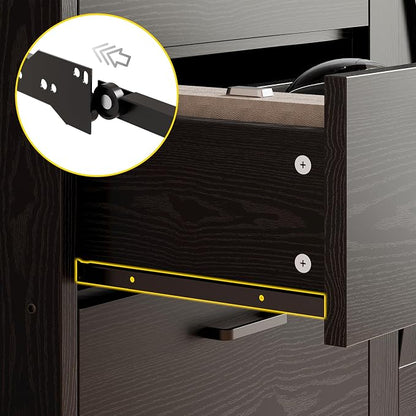 IRONCK Bookshelf with Door and 3 Drawers, 71in Tall Bookcase Shelf with 3-Tier - Image 5