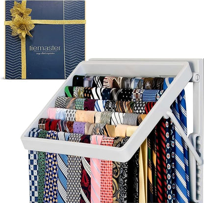 TieMaster Tie Rack and Scarf Organizer, Battery-Free Design, Holds 60 Ties and by TieMaster