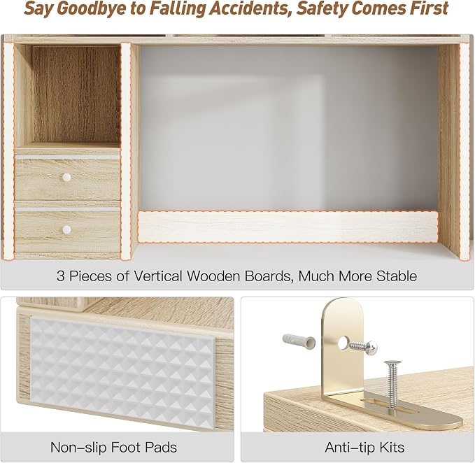 REIBII Desktop Bookshelf, High-Capacity Desk Hutch Organizer - Image 4