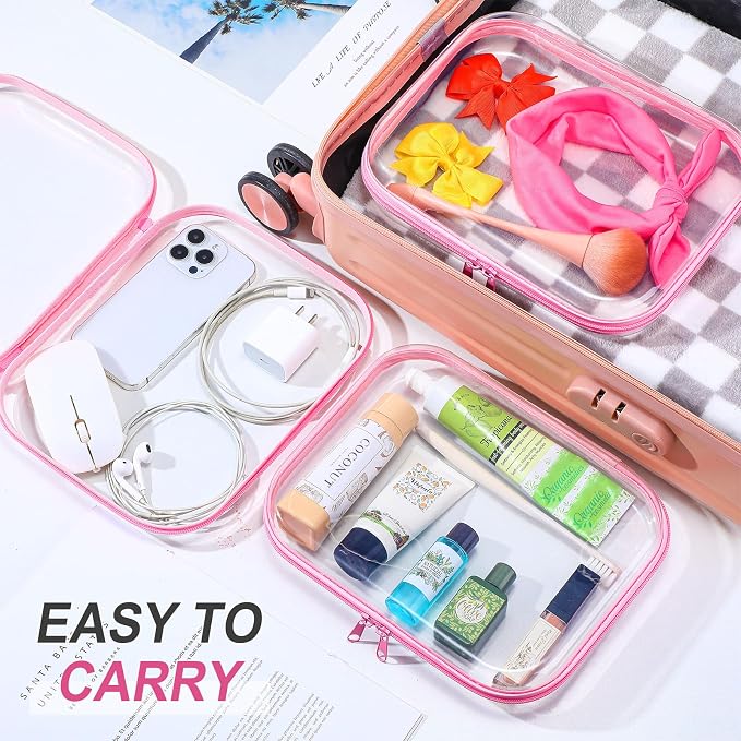 Sanwuta 6 Pcs Clear Hard Zipper Case Hard Plastic Zipper Pouches Transparent - Image 6
