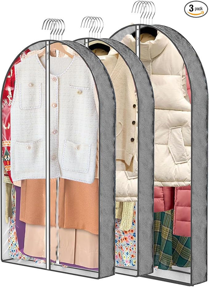 3 Pcs Garment Bags, Hanging Clothes Covers by ZYKOYA
