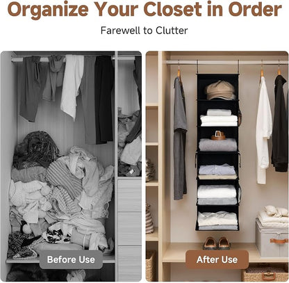 StorageWorks Hanging Closet Organizer 6-Shelf, Separable Two 3 Shelf Closet - Image 6