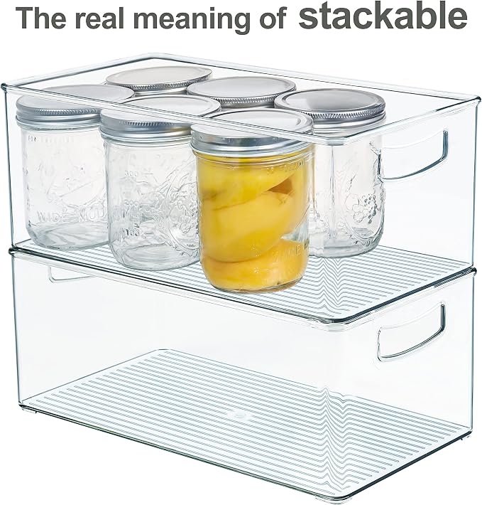 Hudgan 2 Pack Straight Sides Stackable Pantry Organizer Bins - Image 3