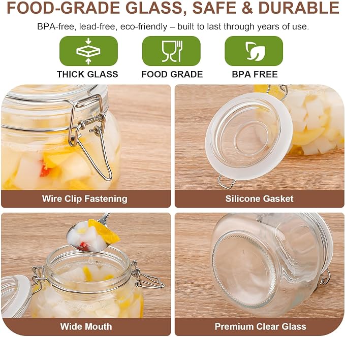 6 Pack Spice Jars, 25 oz Glass Containers - Image 5