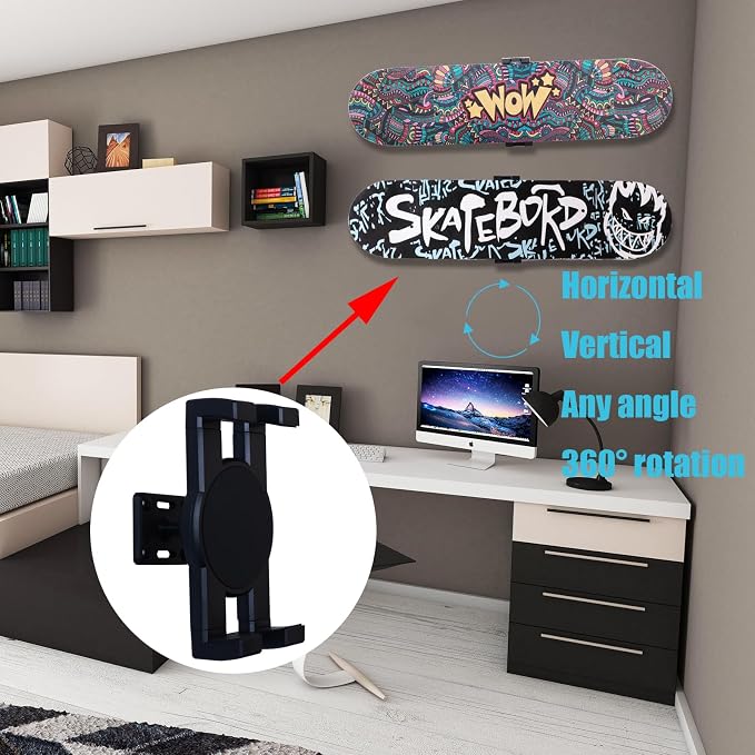 2 Set Skate deck wall mount, 360° rotatable skateboard wall mount, Floating - Image 3