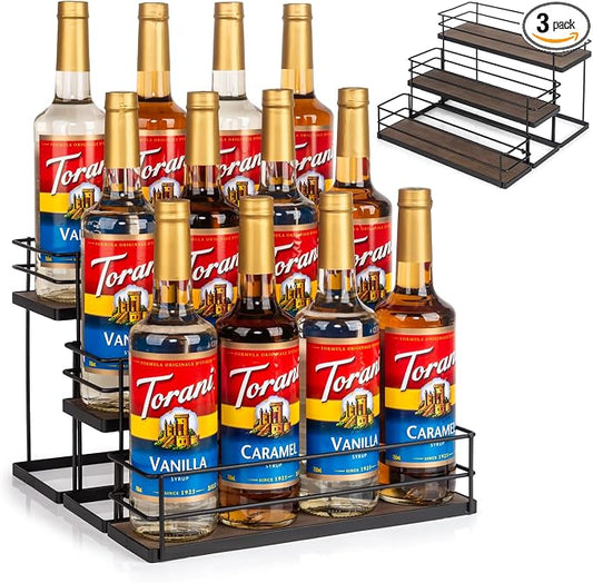 12 Bottle Capacity Coffee Syrup Organizer 3 Tier Coffee Syrup Stand Shelf by kimilus