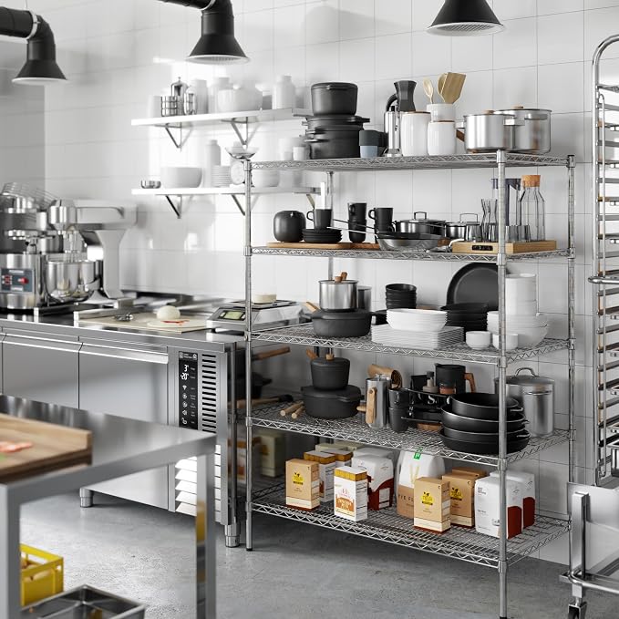 24" Deep x 48" Wide x 64" Height Wire Shelving Kit | 5-Tier | NSF Commercial - Image 6