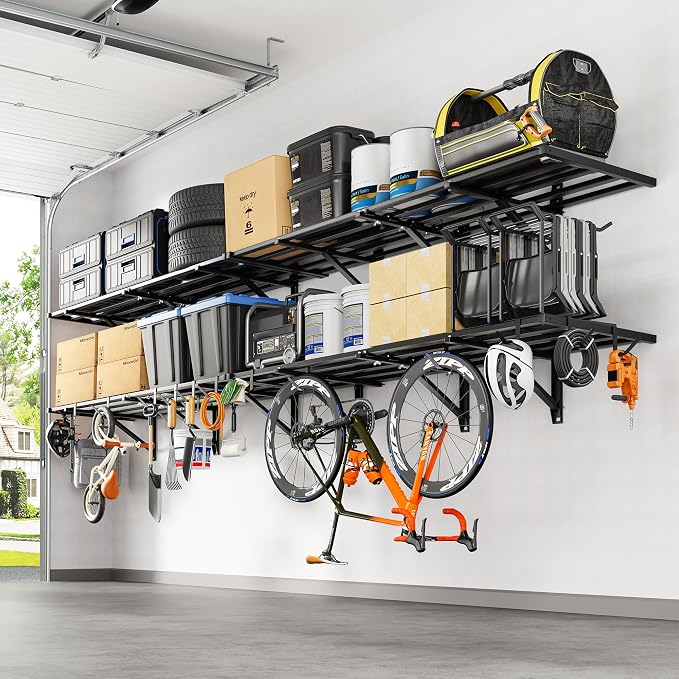 FLEXIMOUNTS 4-Pack 2x6ft Heavy Duty Garage Wall Shelving, 800lbs Capacity by FLEXIMOUNTS