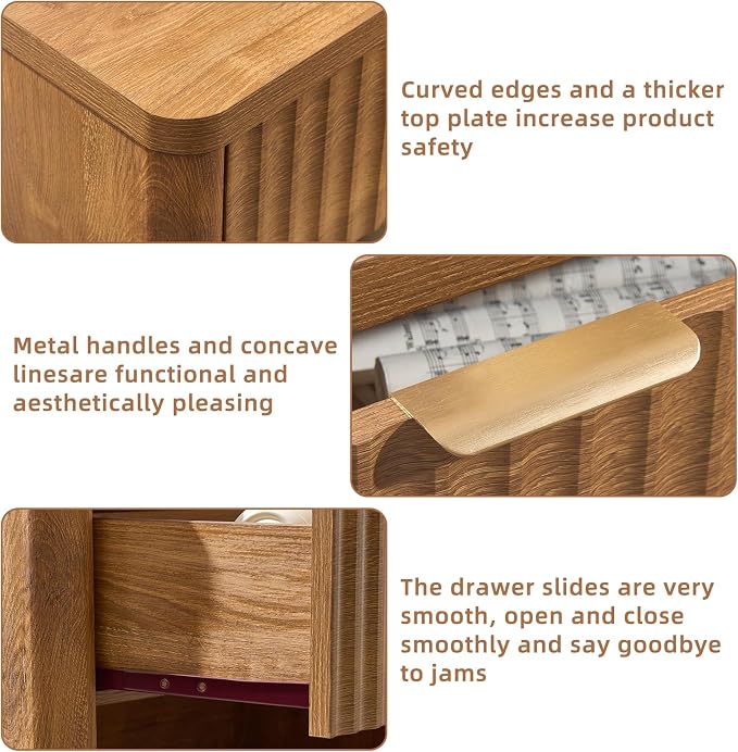 LEYAOYAO 31" Wide Fluted Nightstand - Image 7