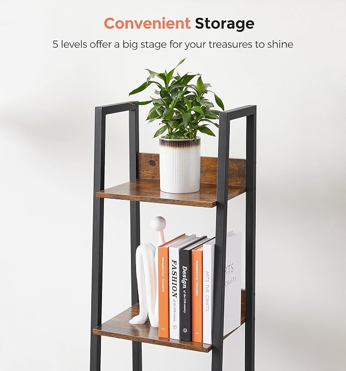 VASAGLE Bookshelf, 5-Tier Narrow Book Shelf, 11.8 x 13.3 x 66.9 Inches - Image 9