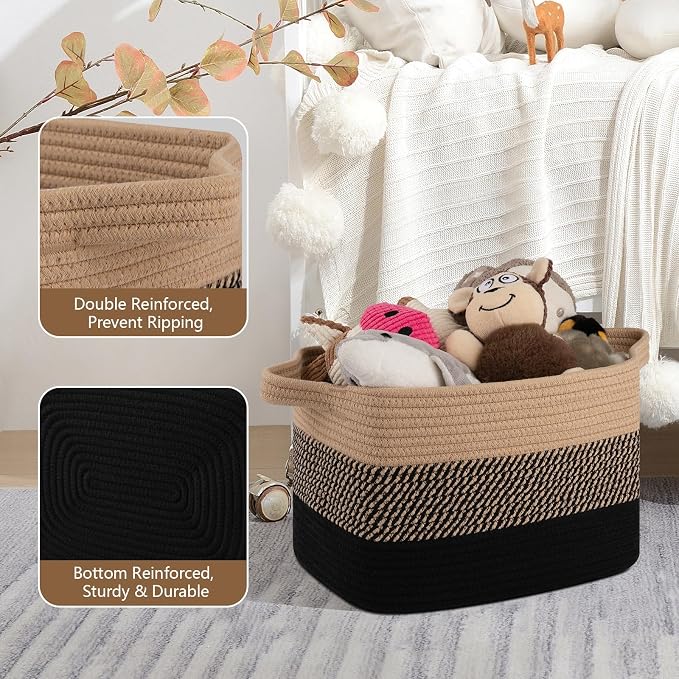 Storage Basket for Organizing, Woven Baskets for Storage, Rectangle Decorative - Image 3
