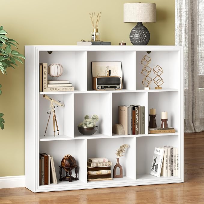 Book Shelf with 10-Cube, 43” Wide Bookshelf with Anti-Tip Device, 38” Tall Open by BORNOON