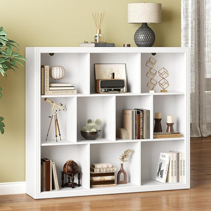 Book Shelf with 10-Cube, 43” Wide Bookshelf with Anti-Tip Device, 38” Tall Open by BORNOON