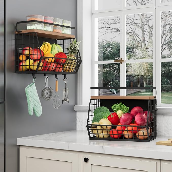 2 Set Magnetic Shelf for Fridge, Onion and Potato Spice Snacks Fruit and by Clothink