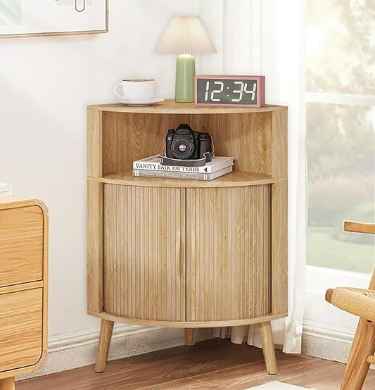 Bathroom Corner Storage Cabinet, 31.5''H Small Floor Corner Cabinet by Limaoaio