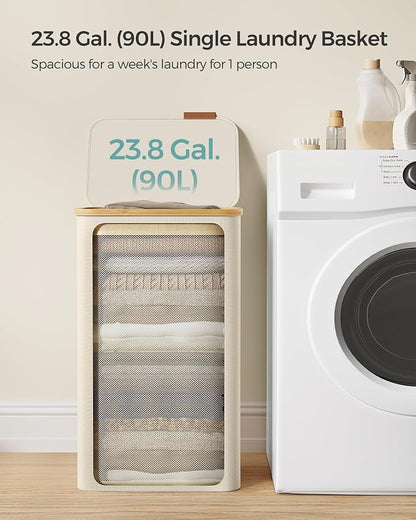SONGMICS Laundry Hamper with Lid, Large Laundry Basket, 23.8 Gallons, Removable - Image 3