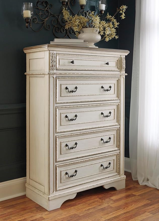 Signature Design by Ashley Realyn French Country 5 Drawer Chest, Tipover - Image 2