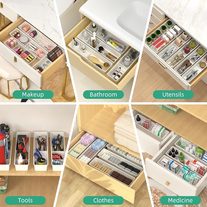 Desk Drawer Organizer Tray, 4 Pack Expandable Drawer Organizer - Image 8