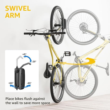monTEK Swivel Bike Wall Mount – 2 Pack Garage Bike Hanger & Space-Saving - Image 2