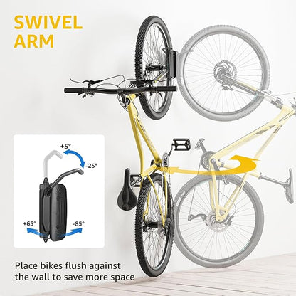 monTEK Swivel Bike Wall Mount – Garage Bike Hanger & Space-Saving Vertical Bike - Image 2