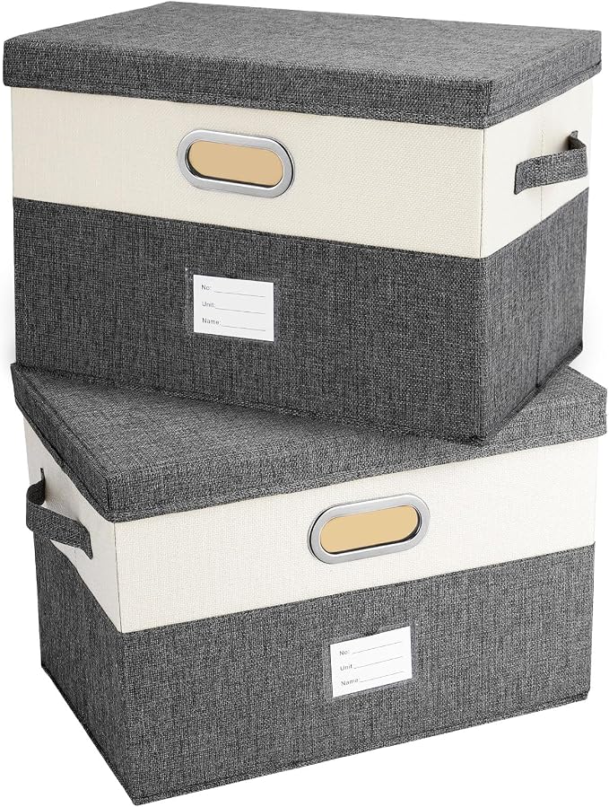 Large Linen Fabric Foldable Storage Bins by Unknown