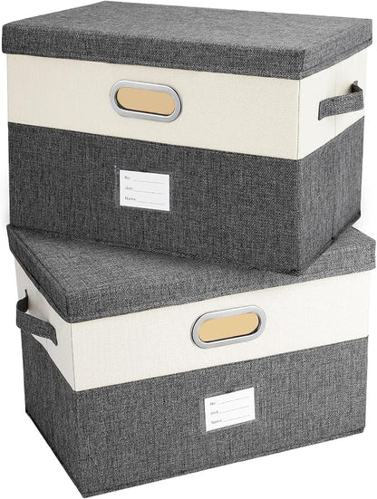 Large Linen Fabric Foldable Storage Bins by Unknown