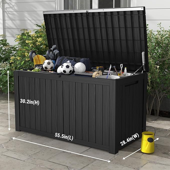 Mars Villa 180 Gallon Outdoor Storage Box, Large Resin Deck Box Waterproof - Image 2