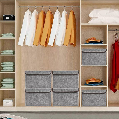 Large 22 Quart Linen Fabric Foldable Storage Bin Cube Organizer Basket - Image 6