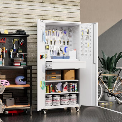 Metal Garage Cabinet with Wheels, Office Assembly Required - Image 2