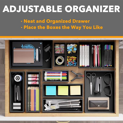 SpaceAid 14-Piece Bamboo Drawer Organizer Storage Boxes Set, Wood Tray Junk - Image 5