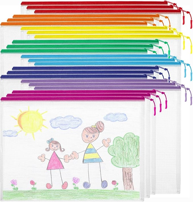 24pcs Mesh Zipper Pouch Bags Puzzle Storage Bags, A4 13x9 Inches Large Reusable by YOPCDJ