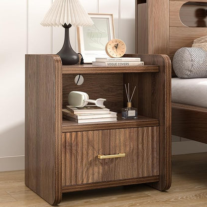 Night Stand with Charger Station, Fluted Nightstands Set of 2 with Drawer - Image 4