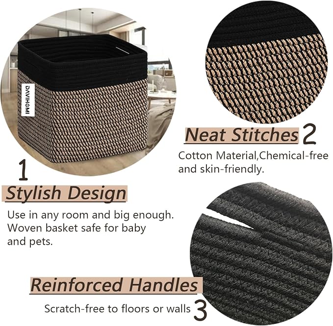 Cube Storage Bins 11 Inch Cotton Rope Woven Storage Basket - Image 7