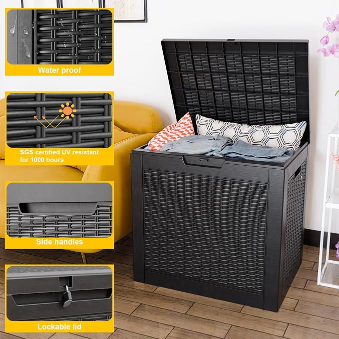31 Gallon Outdoor Deck Box, Storage Lockable Waterproof Patio Furniture - Image 4
