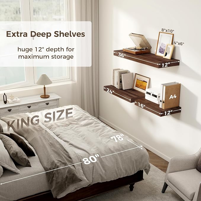 12 Inch Deep Floating Shelves, 24 x 12 Floating Shelf - Image 4
