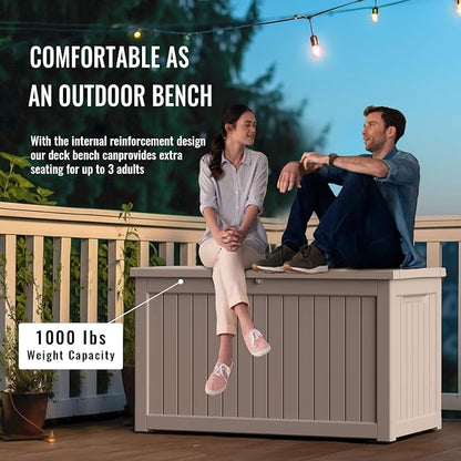 DRATO 280 Gallon Deck Box, Waterproof Resin Large Outdoor Storgae Box - Image 4