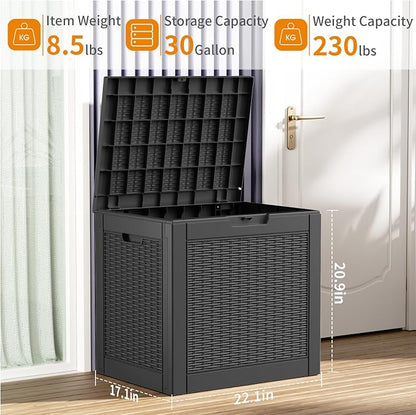 30 Gallon Resin Deck Box, Lockable Patio Outdoor Storage Box - Image 3