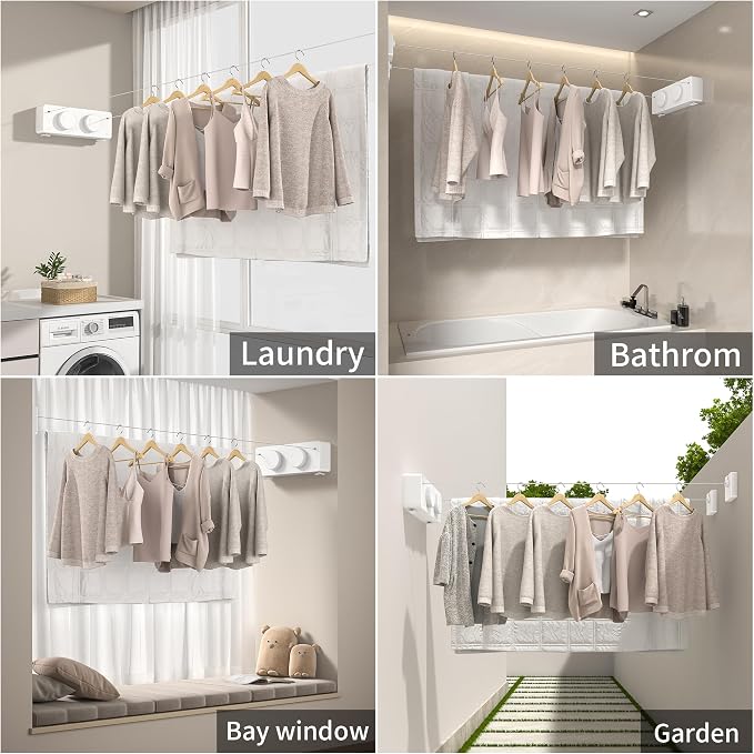 Retractable Clothesline Heavy Duty Clothes Drying Laundry Line Wall Mounted - Image 6