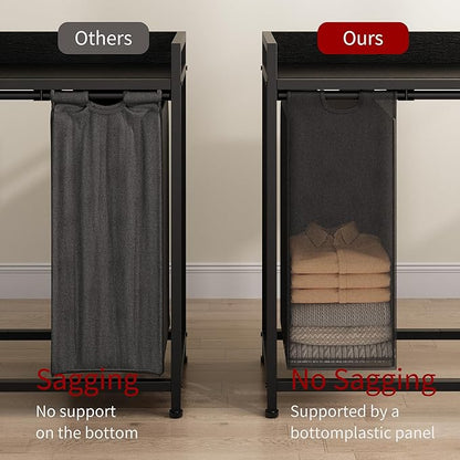 Laundry Hamper with Shelf, Laundry Basket 4 Section, Laundry Sorter with - Image 5
