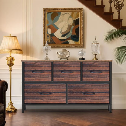 Dresser for Bedroom with 5 Drawers, Chest of Drawers, Storage Drawers Organizer - Image 4