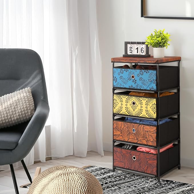 HAITRAL 4 Drawers Clothes Storage Organizer, Small Fabric Storage Chest - Image 2