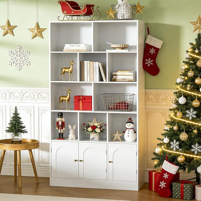 71" Tall Bookshelf with 10 Cubes and 3 Doors, 4-Tier Bookshelf, Open Shelf - Image 3