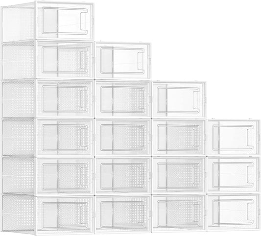 SONGMICS Shoe Boxes, Stackable Clear Plastic Boxes by SONGMICSbySONGMICSHOME