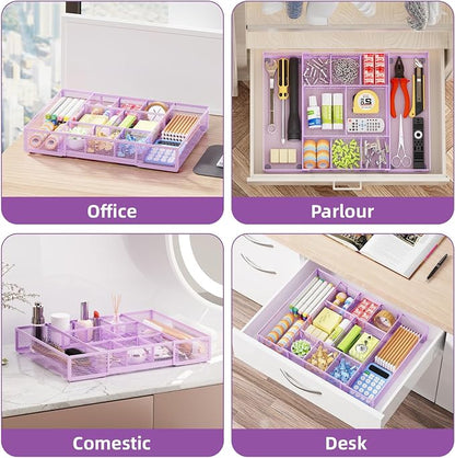 Marbrasse Expandable Desk Drawer Organizer, Mesh Drawer Organizer Tray - Image 4