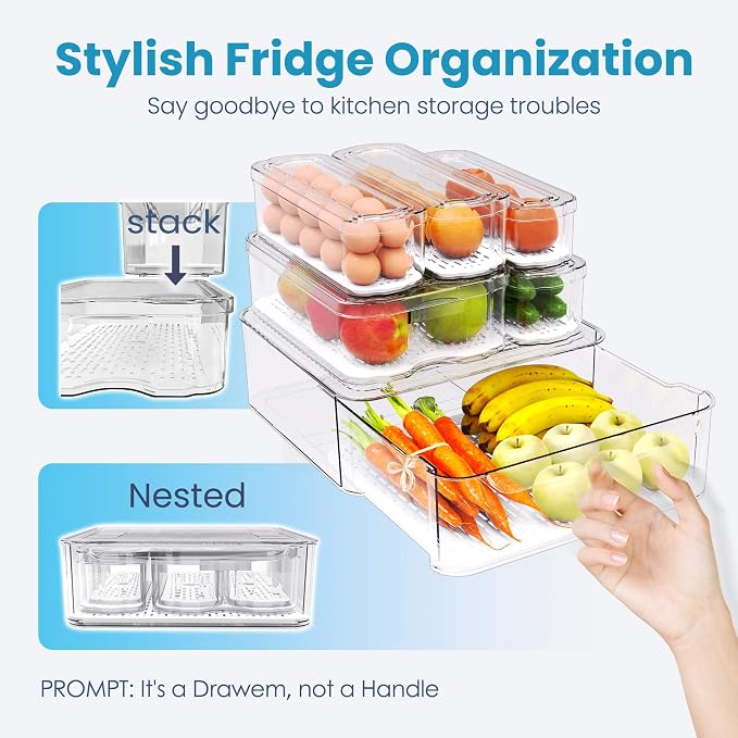 8 Pack Refrigerator Organizers, Stackable Storage Containers - Image 4